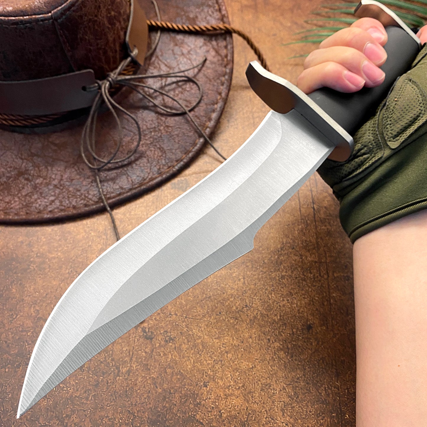 Waterdrop head straight knife, carbon steel chuck blade, rubber handle, canvas cover, hunting, camping, survival, outdoor knife