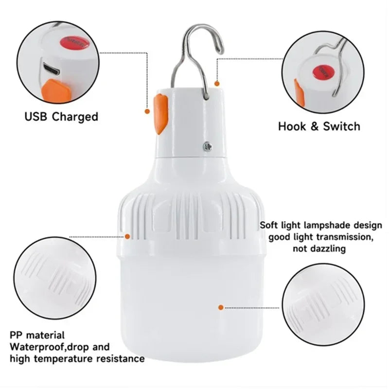 Outdoor USB Rechargeable LED Lantern 60W Emergency Light