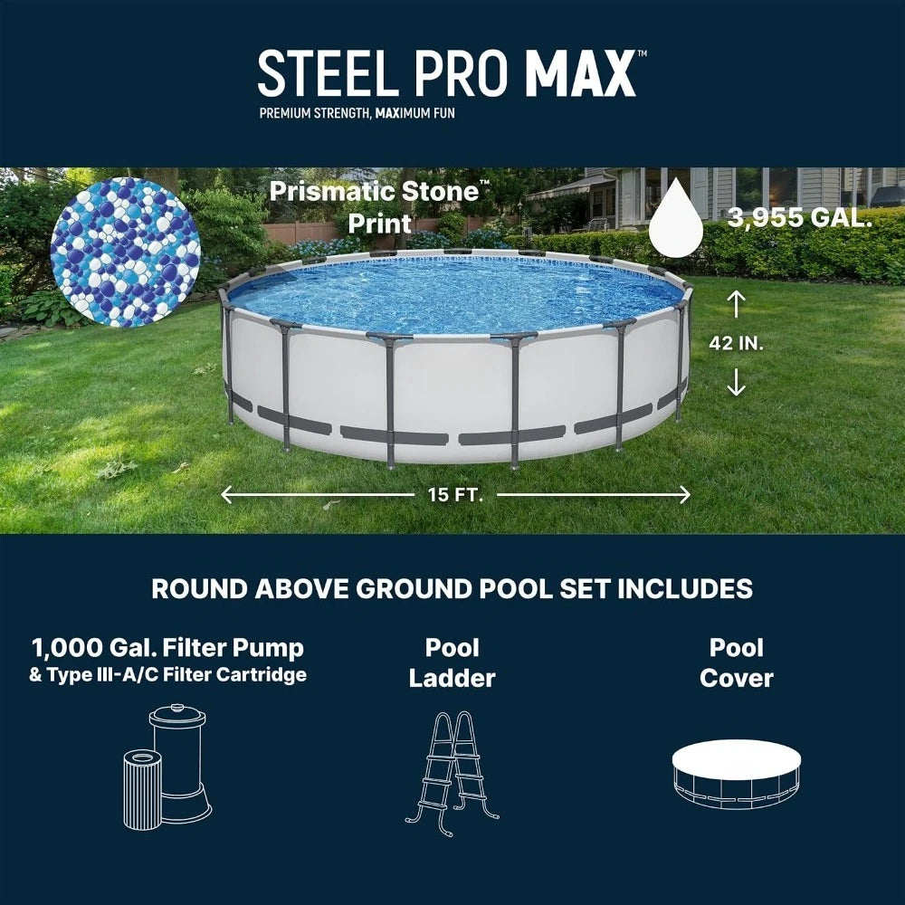 Steel Pro MAX Above Ground Pool With Filter Pump Ladder