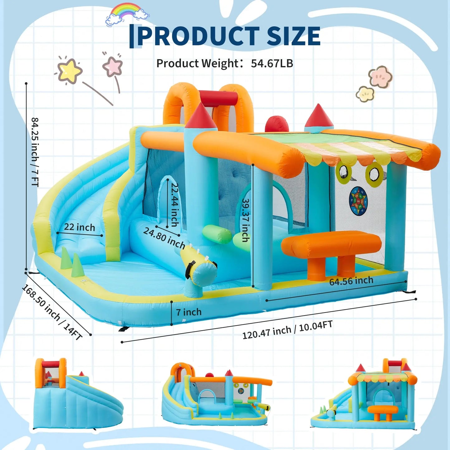 HiMISS 12-In-1 Inflatable Water Bounce House With Slide For Backyard