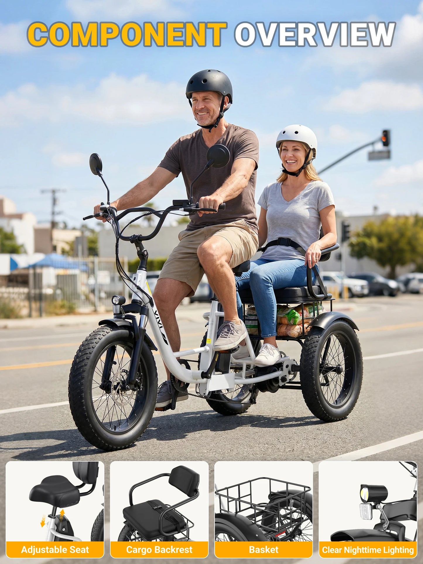 Vivi FAM01 750W Electric Tricycle For Adults With Battery