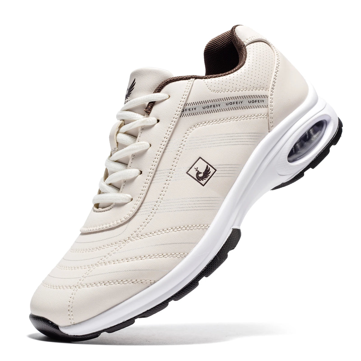 Mens Leather Golf Shoes Breathable Air Cushion Spikeless Athletic Sneakers