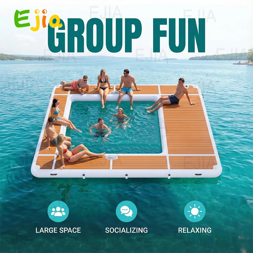 Ejia Inflatable Pool Float Platform Dock With Non Slip Surface