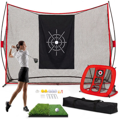 HiMISS Golf Practice Net With Chipping Goal Carry Bag