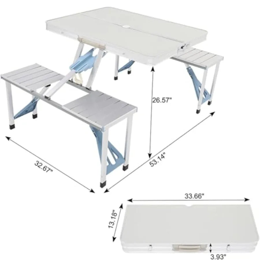 Folding Camping Table With Chairs Aluminum Frame For Outdoor Use