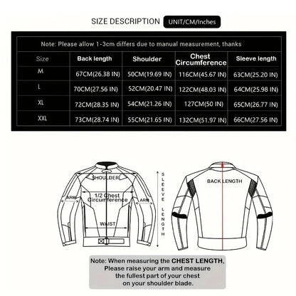 Reflective Motorcycle Jacket With Protective Padding For Night Riding