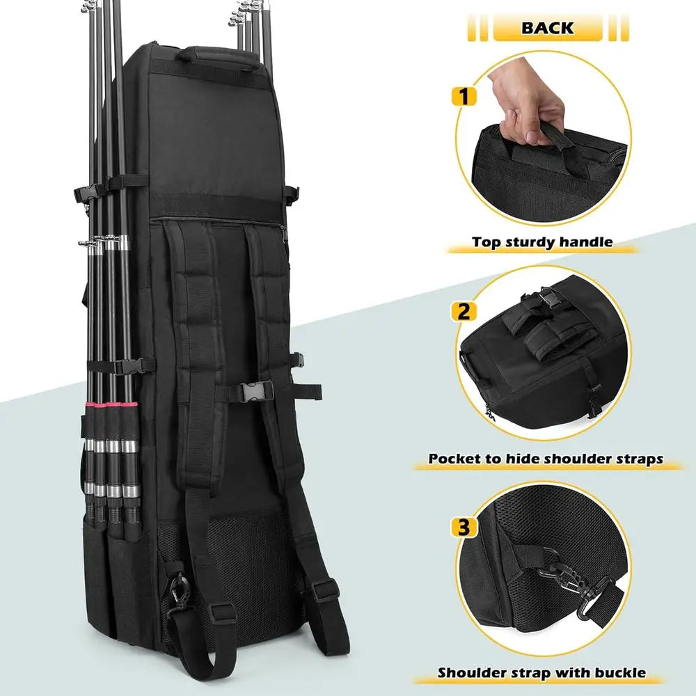 Fishing Rod Backpack With 8 Rod Capacity And Molle System