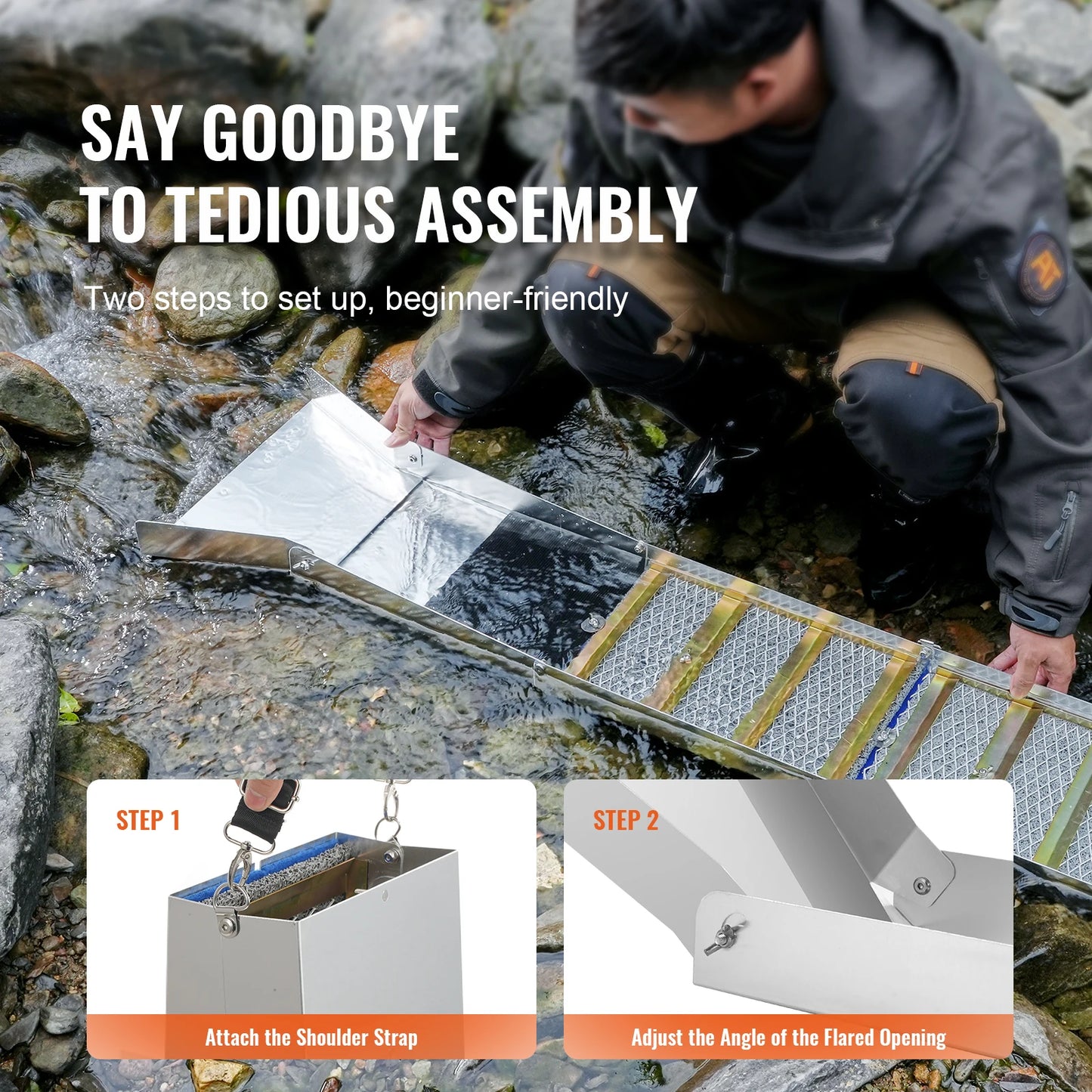 Complete Sluice Box Gold Panning Kit Aluminum Alloy Prospecting