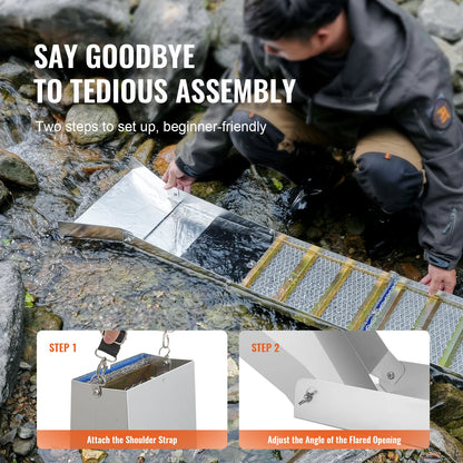 Complete Sluice Box Gold Panning Kit Aluminum Alloy Prospecting