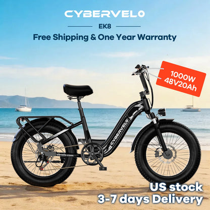 Cybervelo EK8 1000W Electric Bike 48V 20Ah Fat Tire