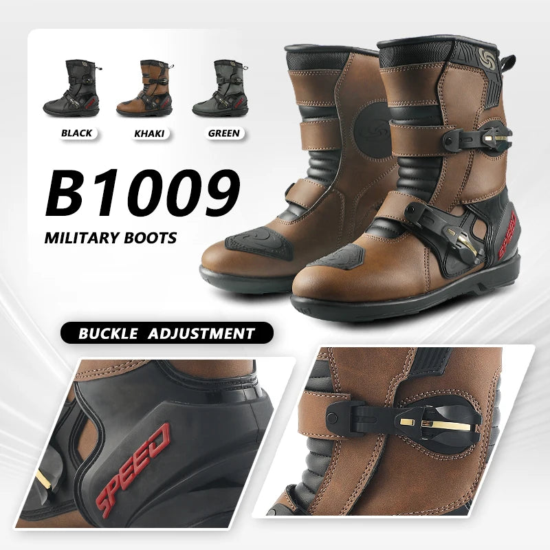 Professional Leather And Rubber Ankle Motorcycle Boots
