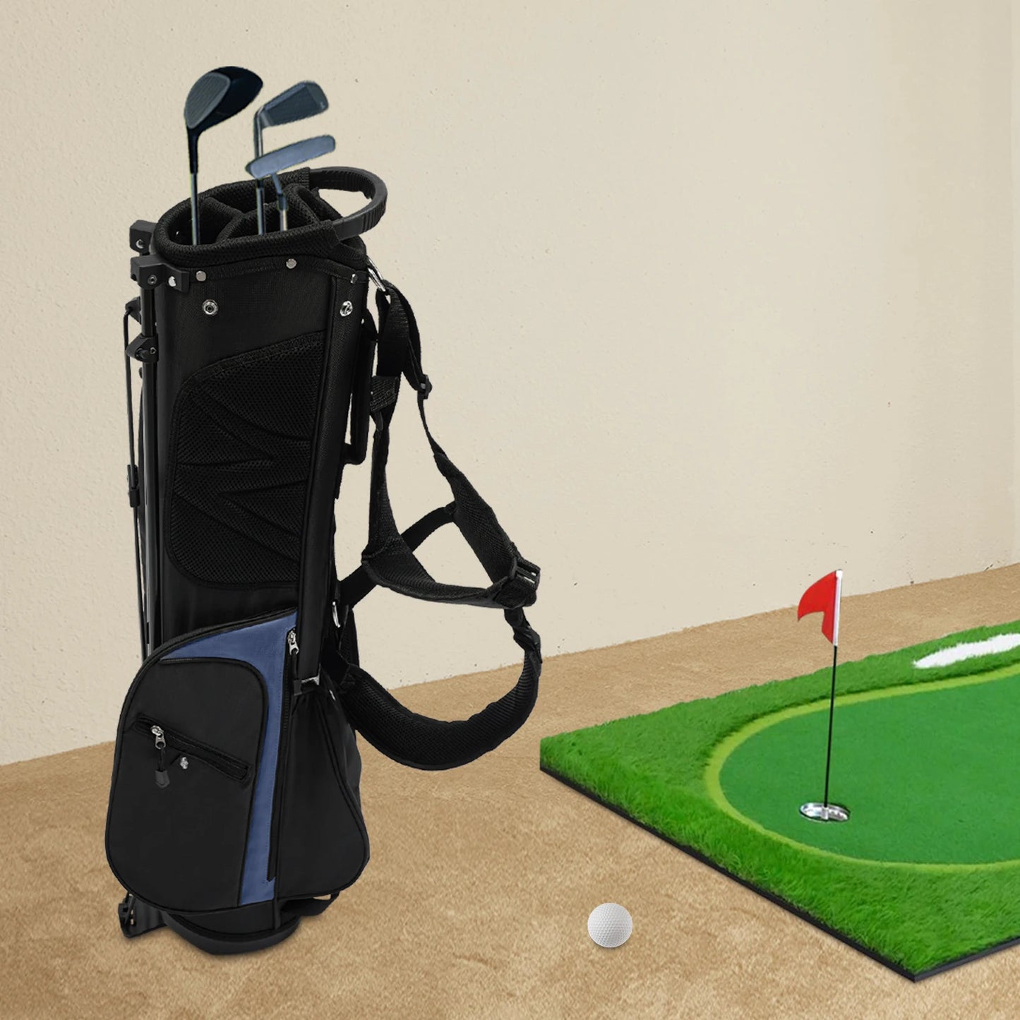 Golf Stand Bag Lightweight Nylon Waterproof 3 Dividers 5 Pockets