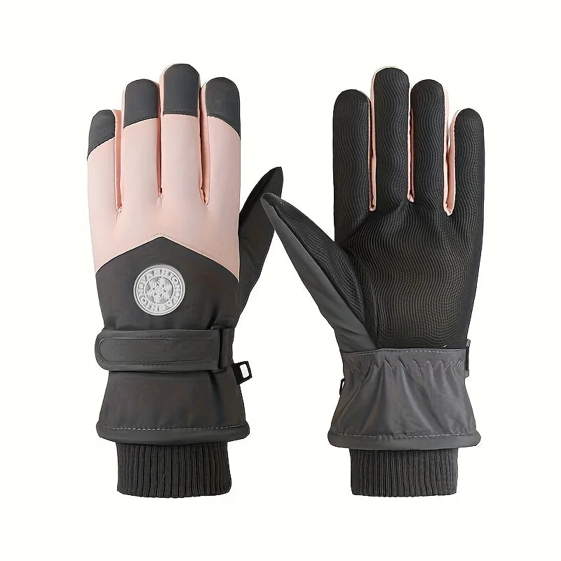 Winter Unisex Snowboard Ski Gloves PU Leather Waterproof Touch Screen