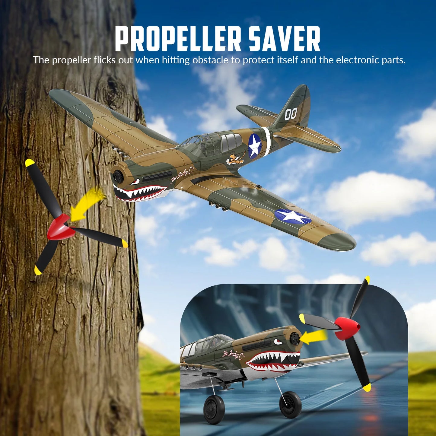 EXHOBBY P40 Fighter Warhawk RC Airplane 4CH EPP 6-Axis Gyro