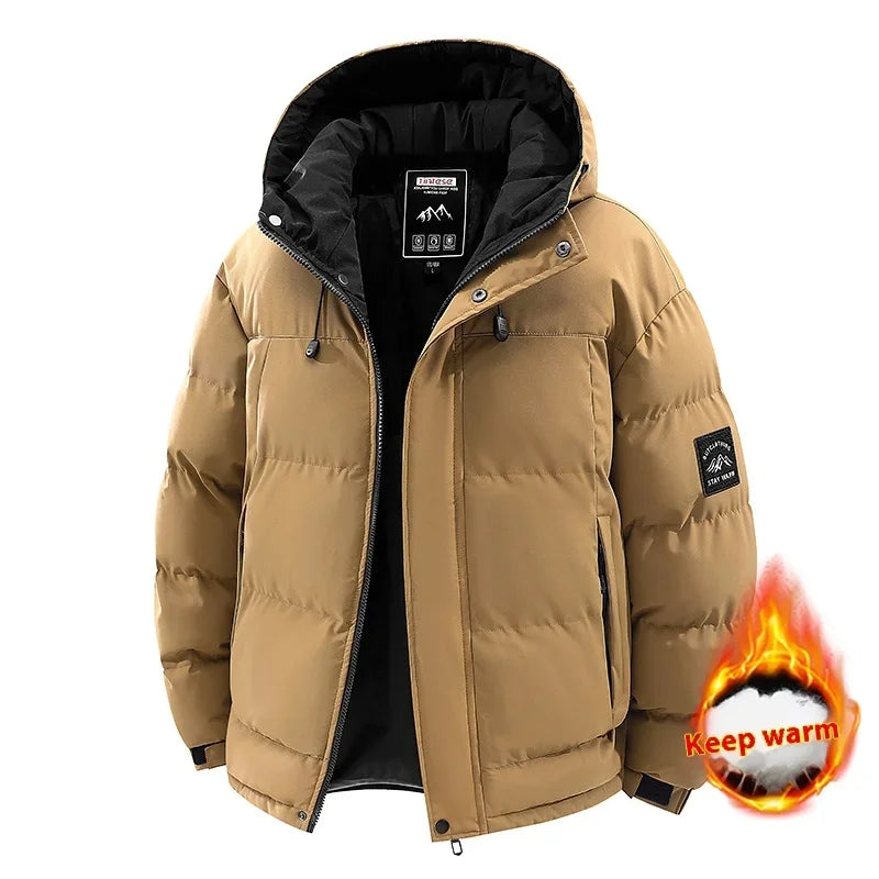 TAUVSEDI Men's Waterproof Windproof Hooded Puffer Jacket for Outdoor Wear