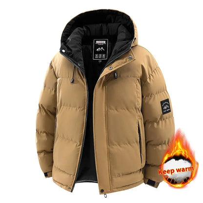 TAUVSEDI Men's Waterproof Windproof Hooded Puffer Jacket for Outdoor Wear
