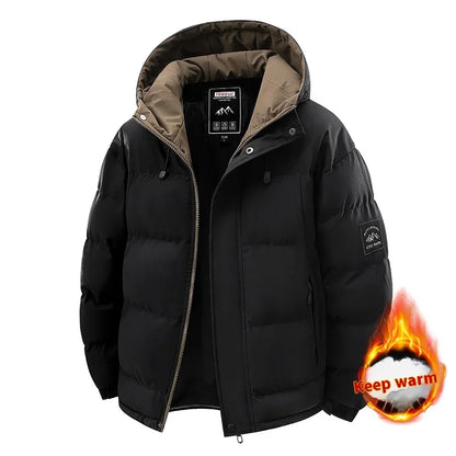TAUVSEDI Men's Waterproof Windproof Hooded Puffer Jacket for Outdoor Wear