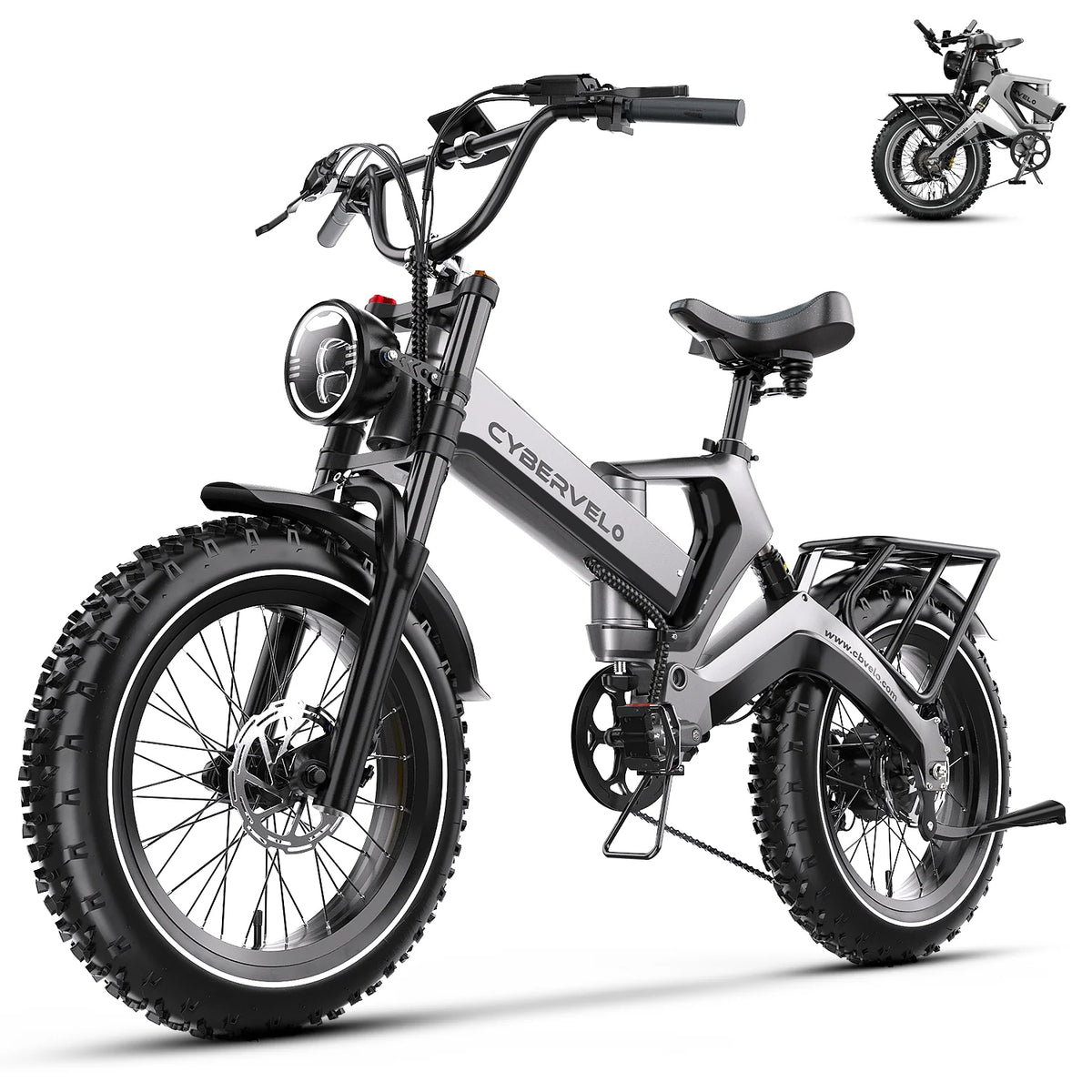 Cybervelo 2000W Foldable Fat Tire Electric Bike 48V Battery