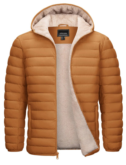 Cavva Mens Hooded Puffer Jacket Sherpa Lined Winter Coat