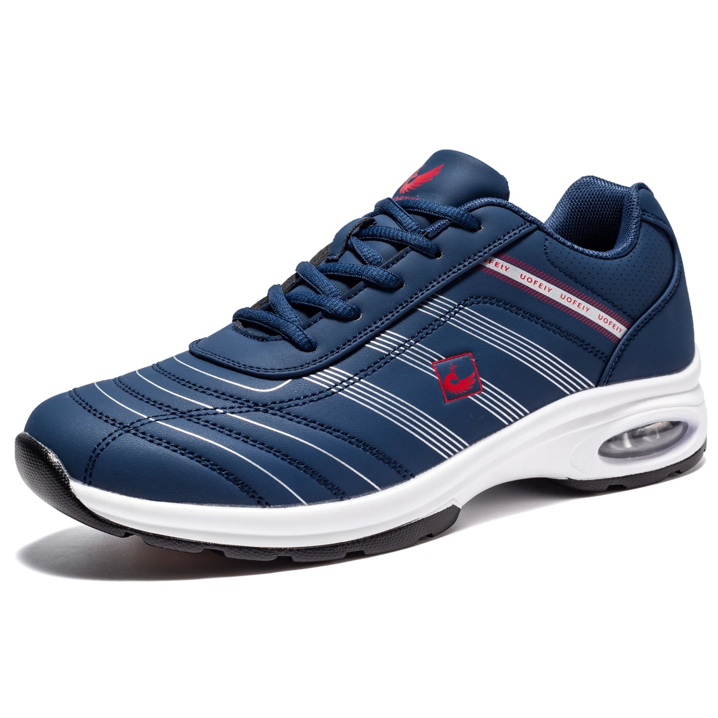 Mens Leather Golf Shoes Breathable Air Cushion Spikeless Athletic Sneakers