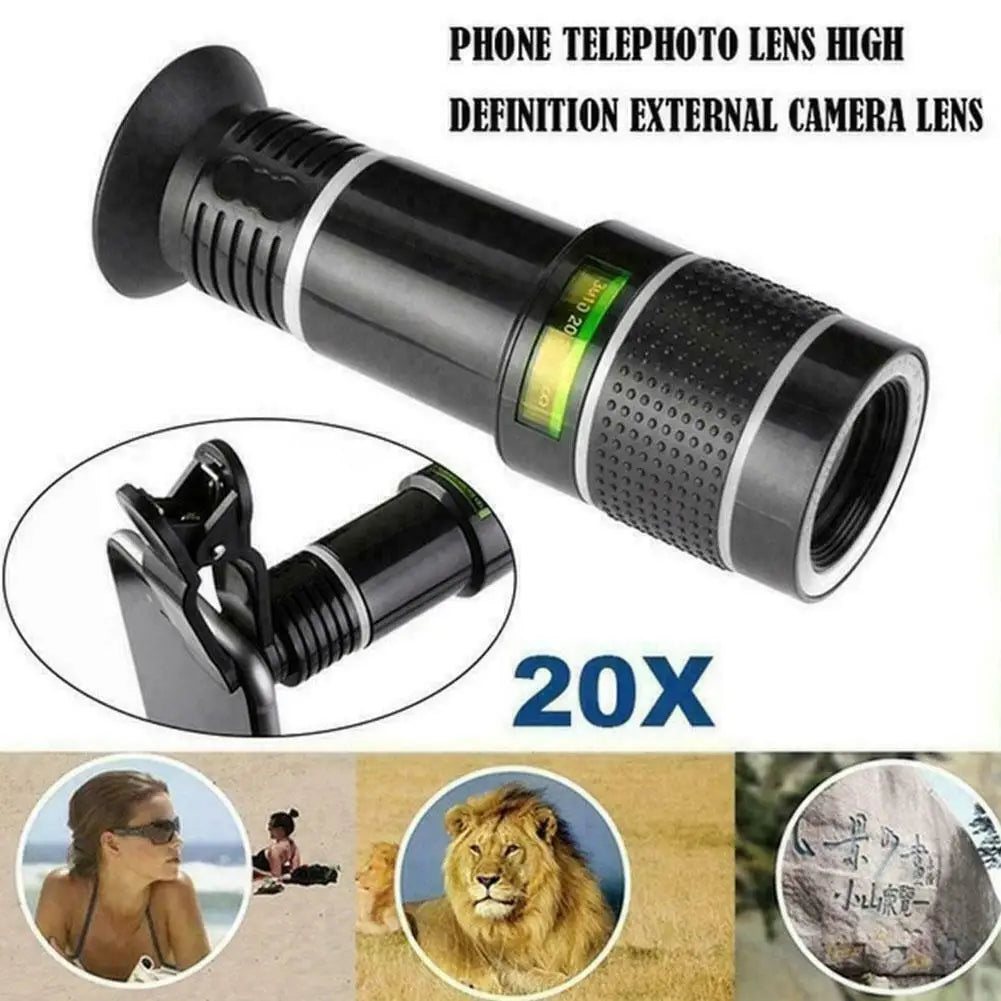 Universal 20X Zoom HD Mobile Phone Telephoto Lens External Zoom Camera Lens 20 Times Far Away from the Concert High Clarity