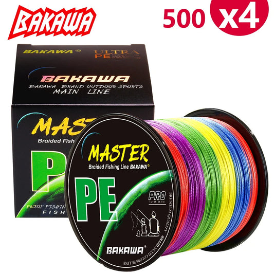 BAKAWA 4 Strands Fishing Line 500m 546yds Multicolour Braided PE Fishing Strong Fishing wire Multifilament Durable Fishing Line