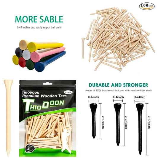 Golf Tees Professional Natural Golf Tees Pack of 100, Golfing Tees Multiple Colors Size, or, Tall Golf Tees Bulk uce Side Spin