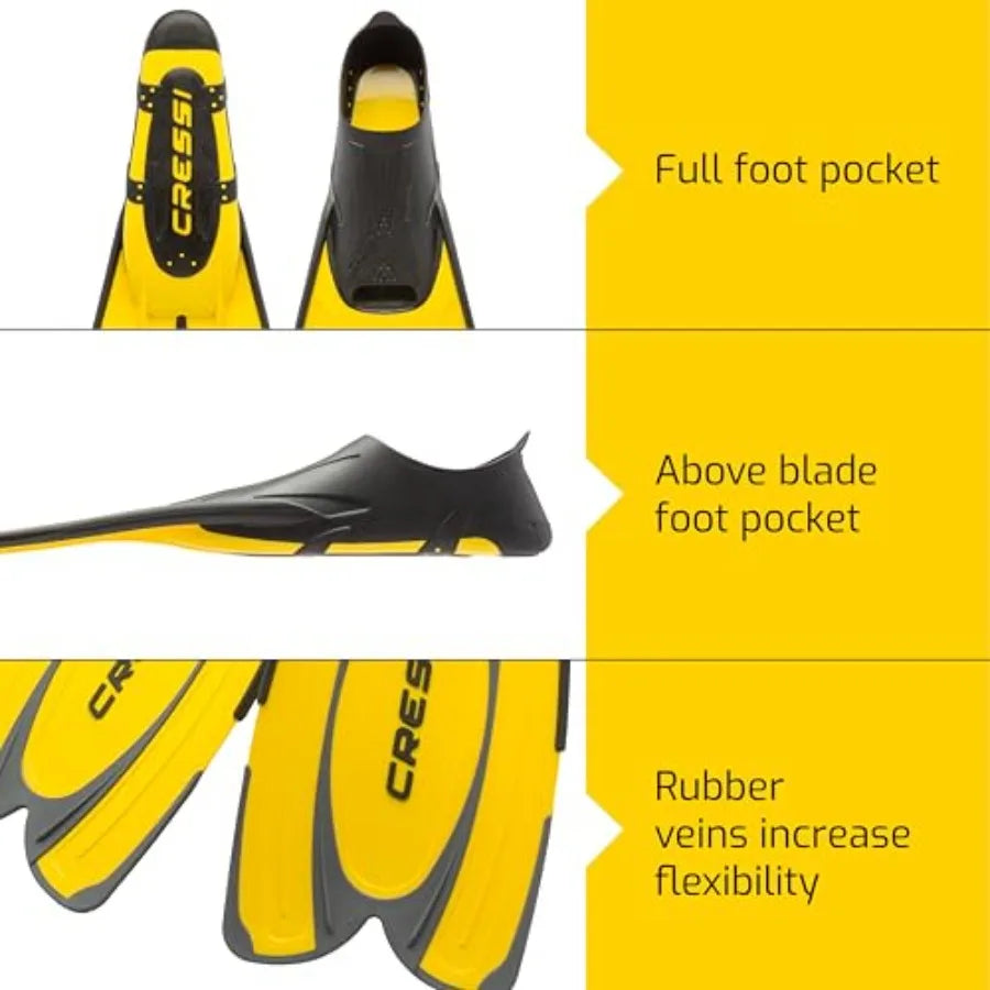 Adult Snorkeling Fins With Self Adjusting Full Feet Pocket