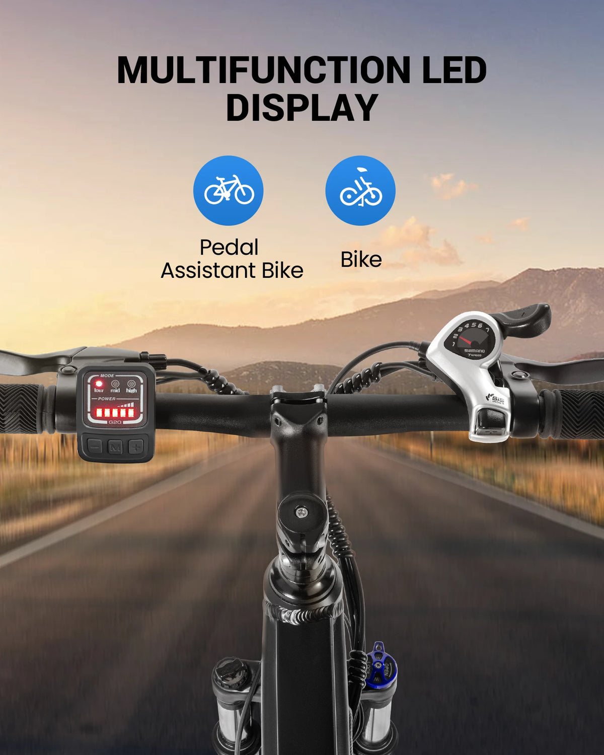 GYROOR Electric Mountain Bike With Removable Battery And Shimano Gears