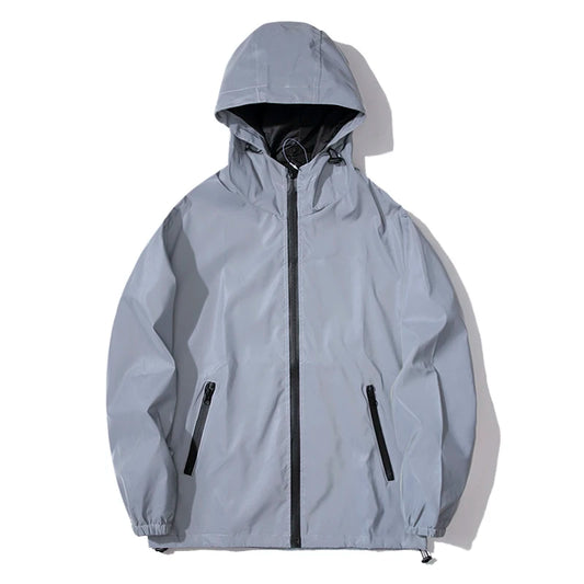 Neverfunction Night Reflective Hooded Windbreaker Jacket For Men