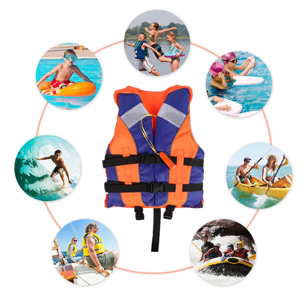 Shunmaii Kids Life Jacket With Whistle Adjustable For Water Sports