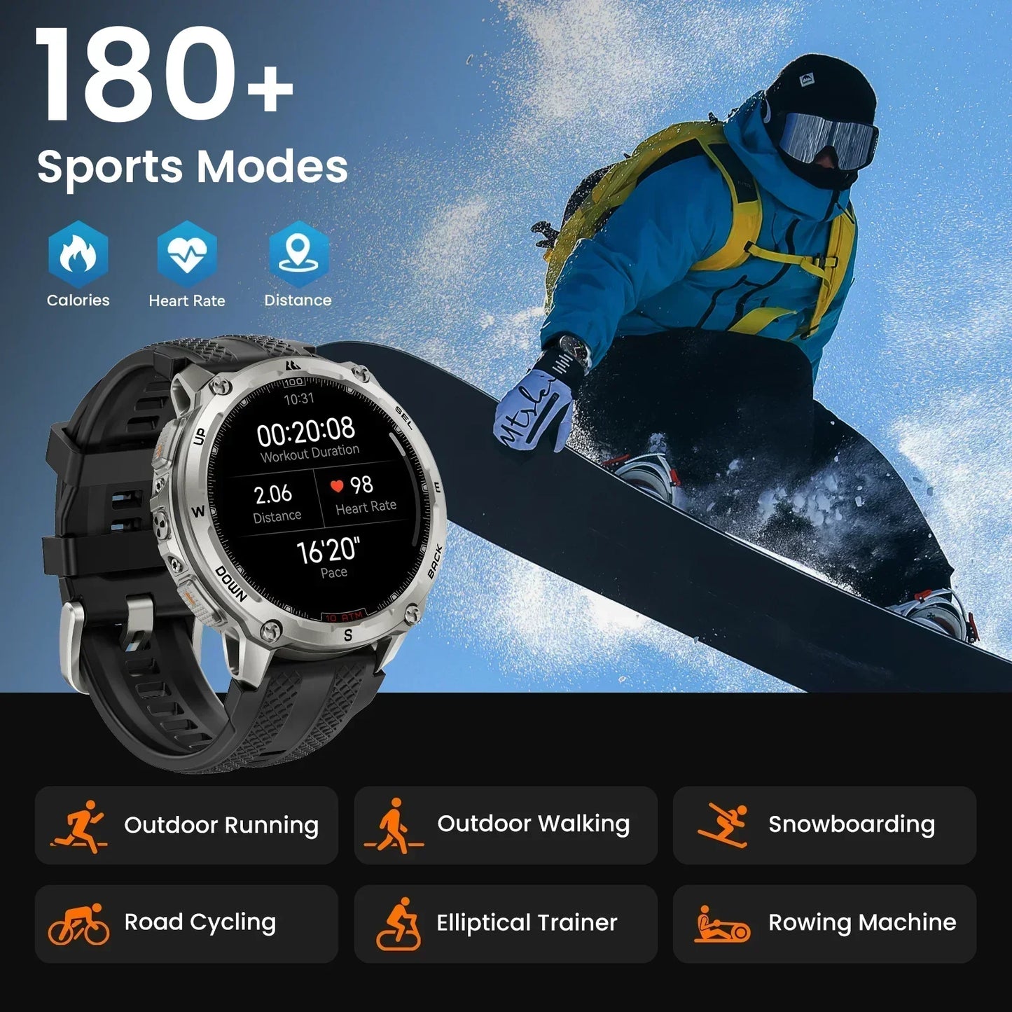 KOSPET Tank T4 Smartwatch GPS Maps 10ATM Waterproof Heart Rate
