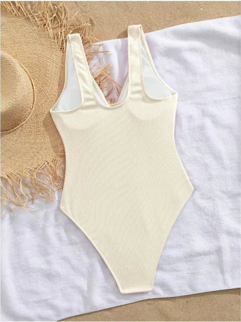 One Piece Swimsuit Monokini With Starfish Ornament Hollow V Neck