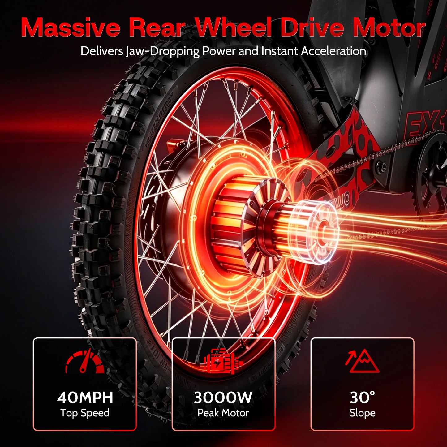 Eoeotwo 3000W Electric Dirt Bike 40Mph Offroad Mountain E-Bike