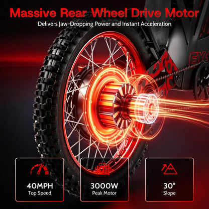 Eoeotwo 3000W Electric Dirt Bike 40Mph Offroad Mountain E-Bike