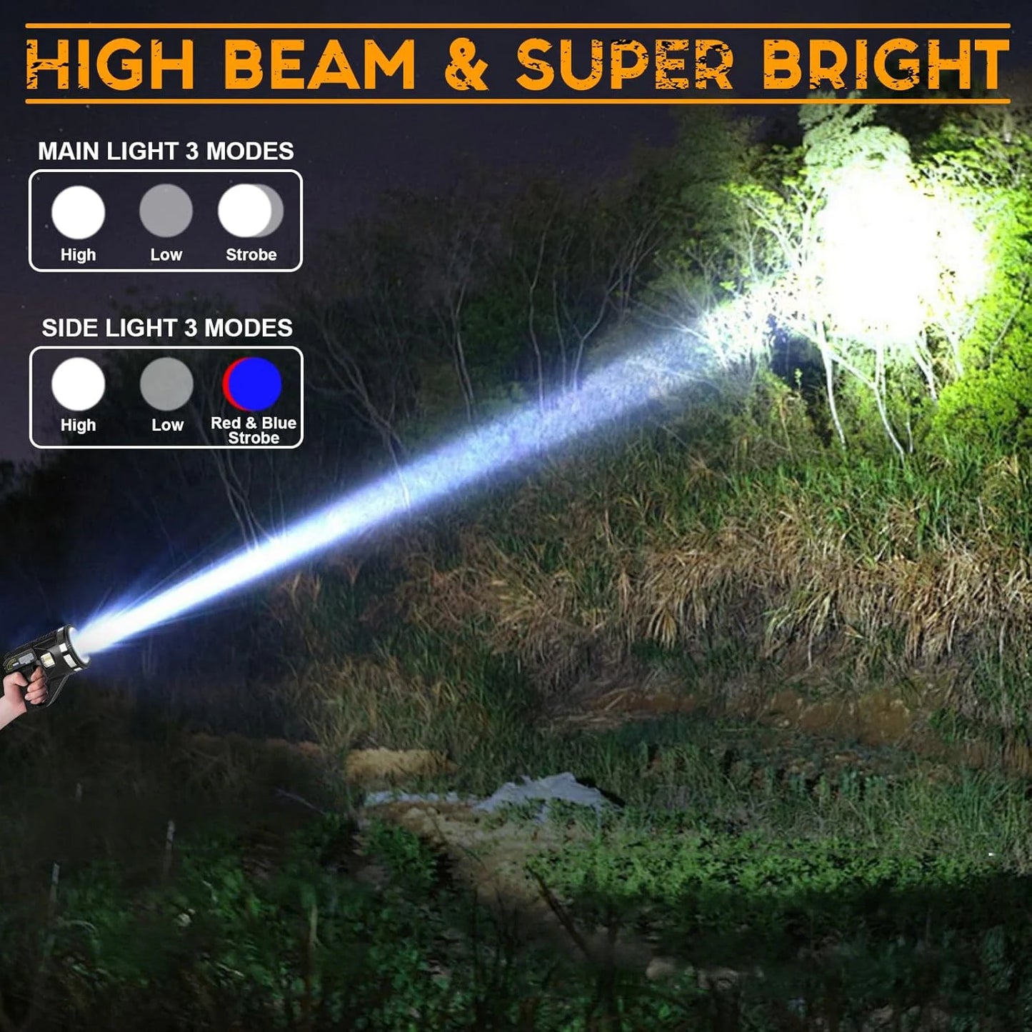 Rechargeable Spotlight LED Handheld Flashlight With Built In Power Bank