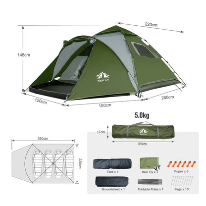 Night Cat Pop Up Tent For 2-3 Persons With Rainfly