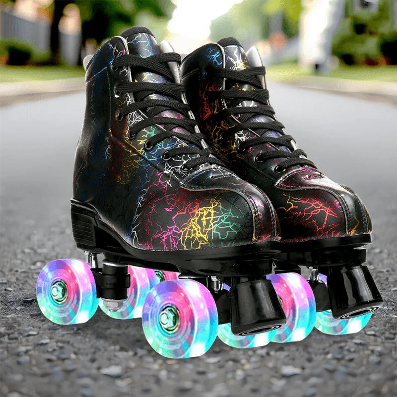 YYW Flashing Quad Roller Skates For Adults Women Men Outdoor
