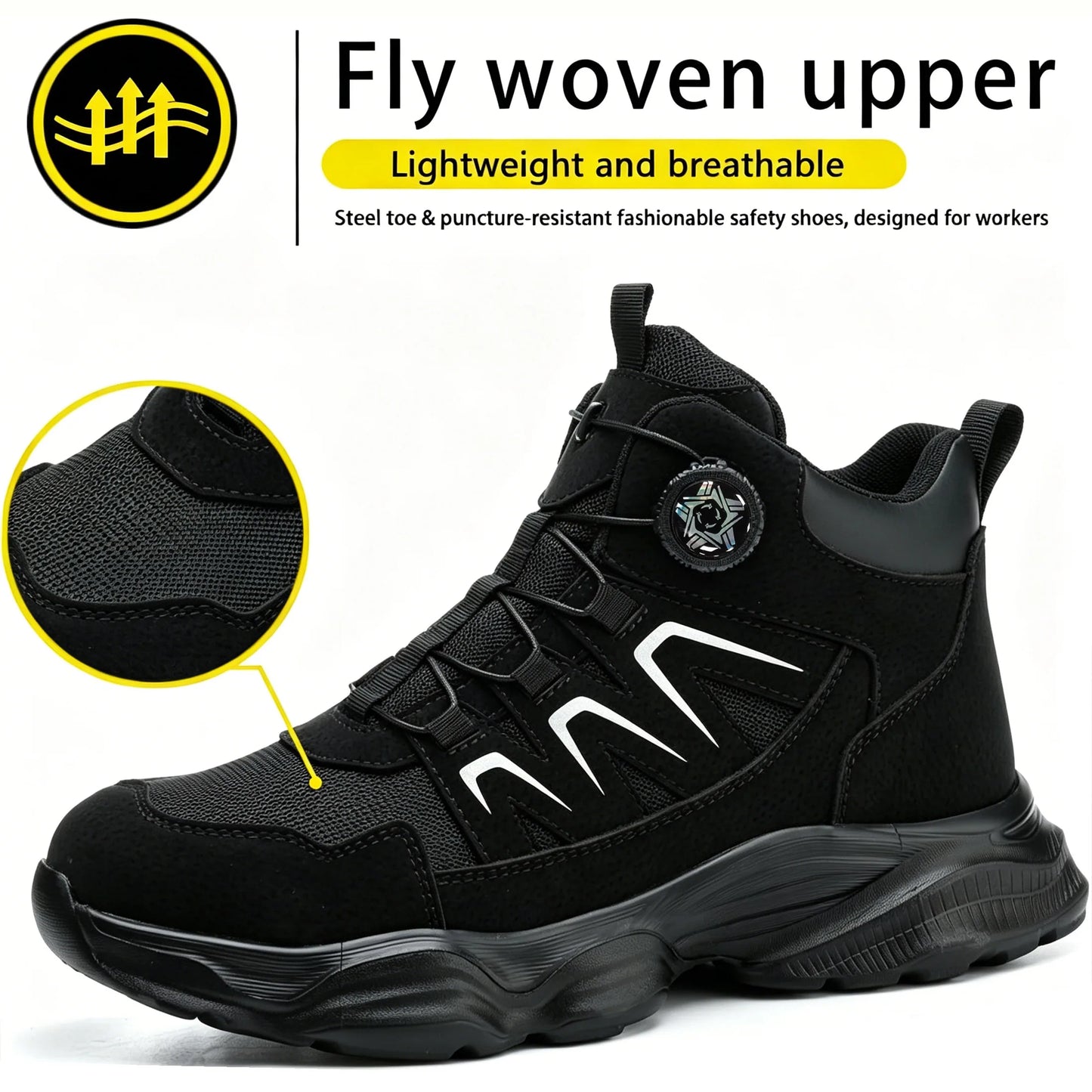 Steel Toe Safety Work Boots Lightweight Comfortable Industrial Shoes