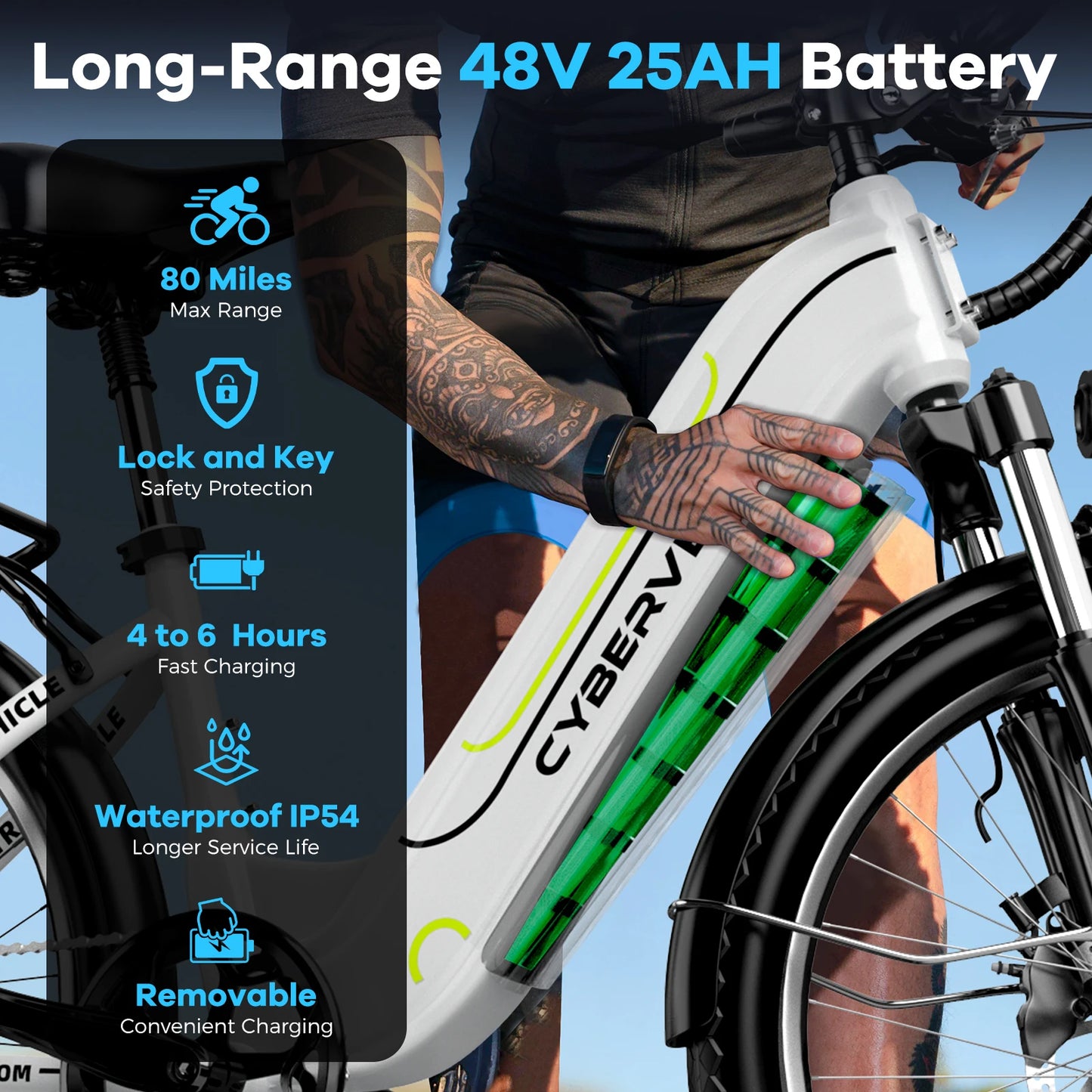 Cybvelo EK7 1000W Step Through Electric Bike With 48V Battery