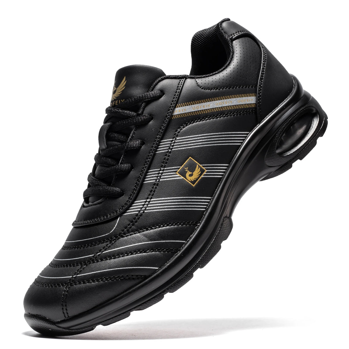 Mens Leather Golf Shoes Breathable Air Cushion Spikeless Athletic Sneakers