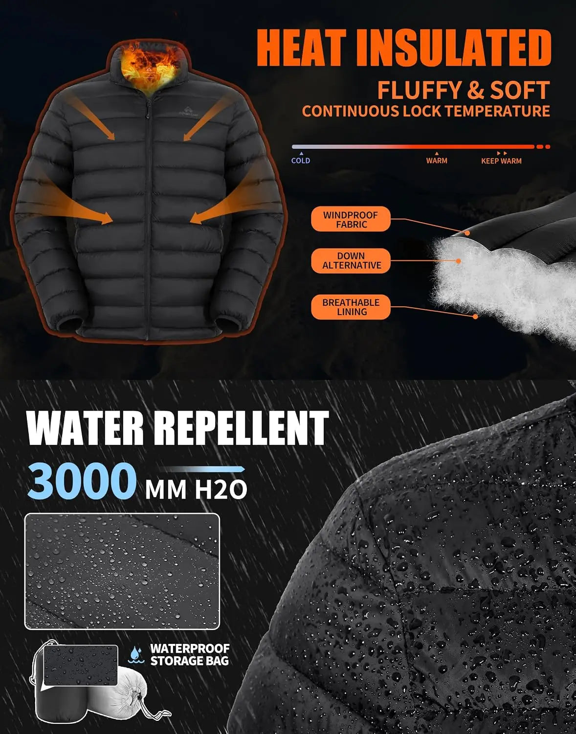 Pioneer Camp Mens Lightweight Packable Water Repellent Puffer Jacket