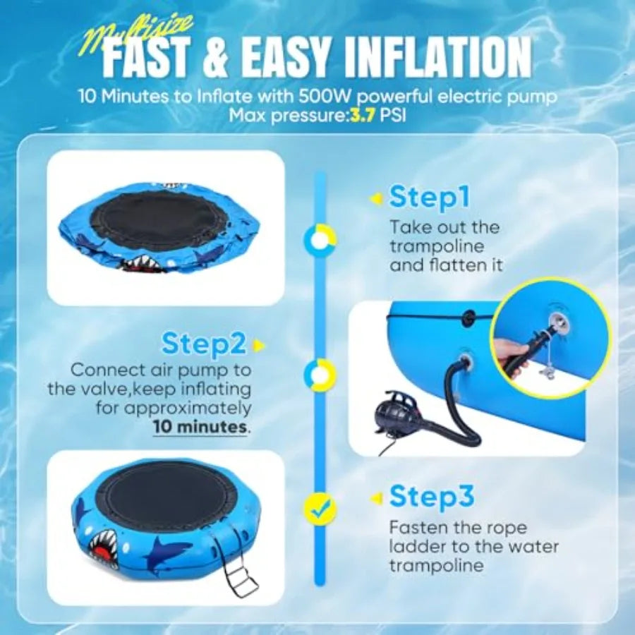 Inflatable Water Trampoline For Lakes And Pools Heavy Duty PVC