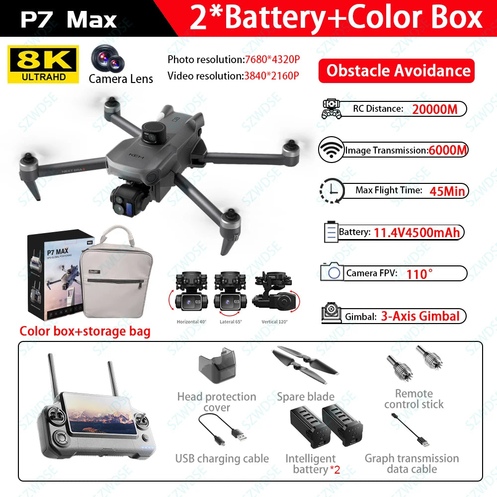 Professional P7 Max GPS Drone With 8K Camera And Gimbal