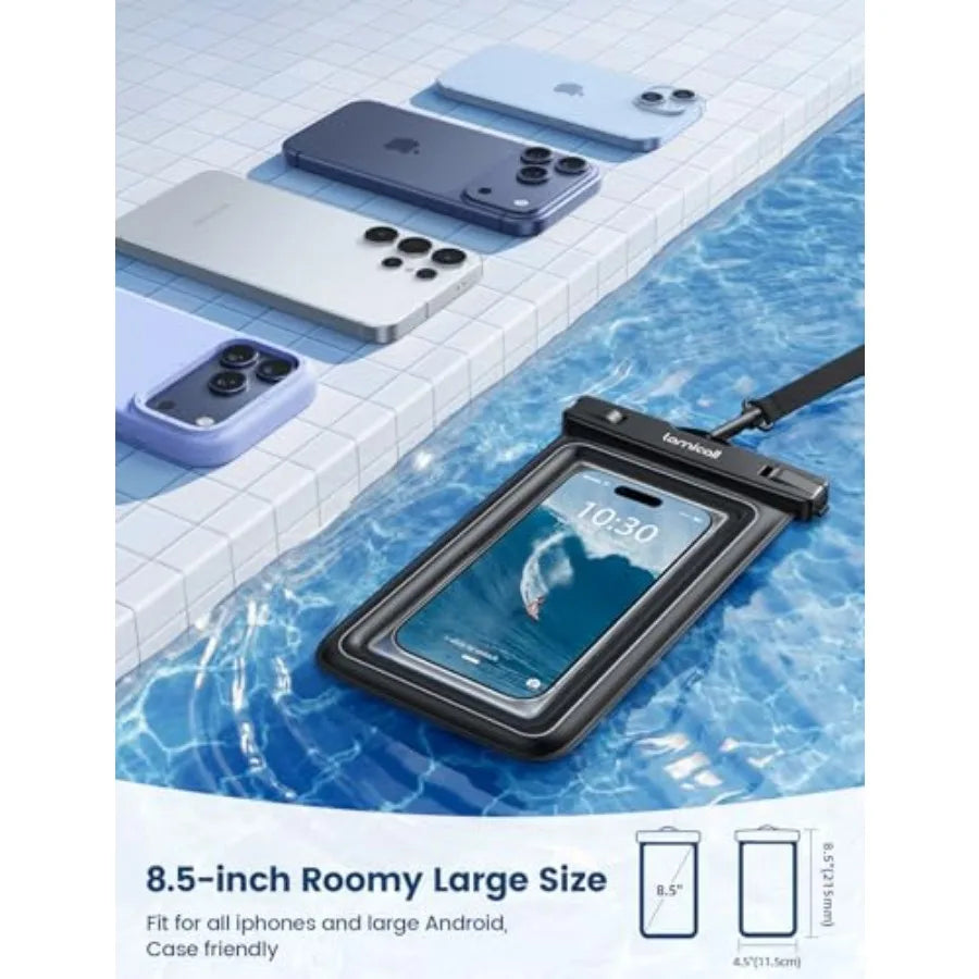 IP68 Floating Waterproof Phone Pouch with Lanyard for Smartphones