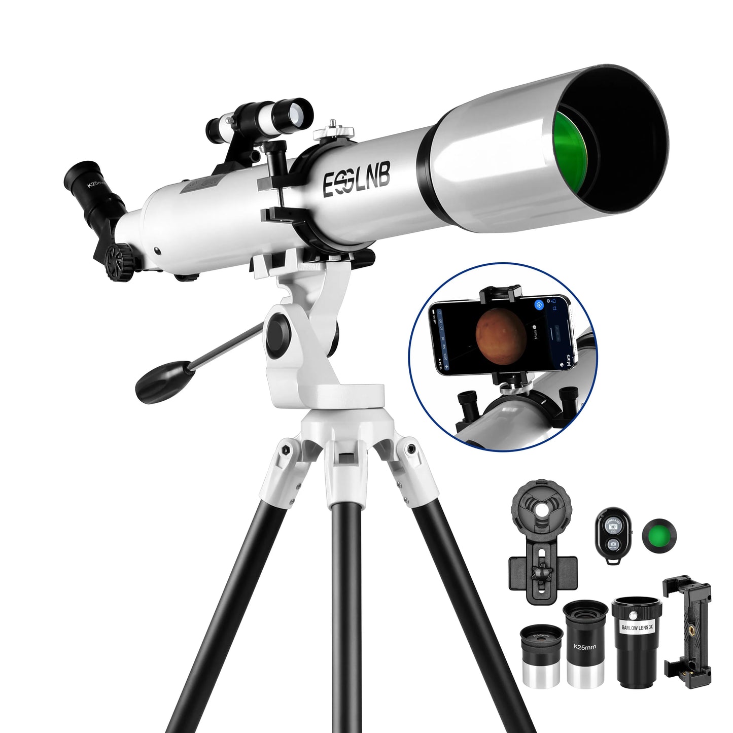 Astronomy Telescope With Phone Adapter And Wireless Remote For Stargazing