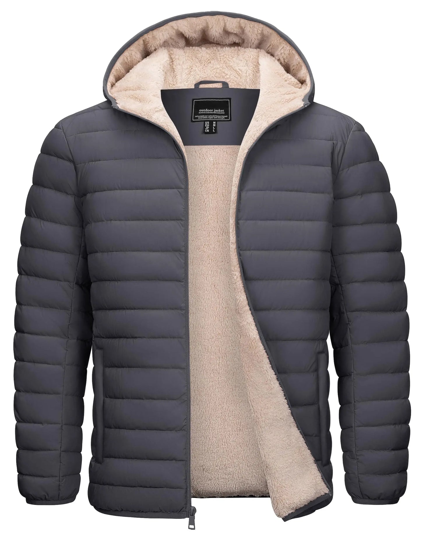 Cavva Mens Hooded Puffer Jacket Sherpa Lined Winter Coat