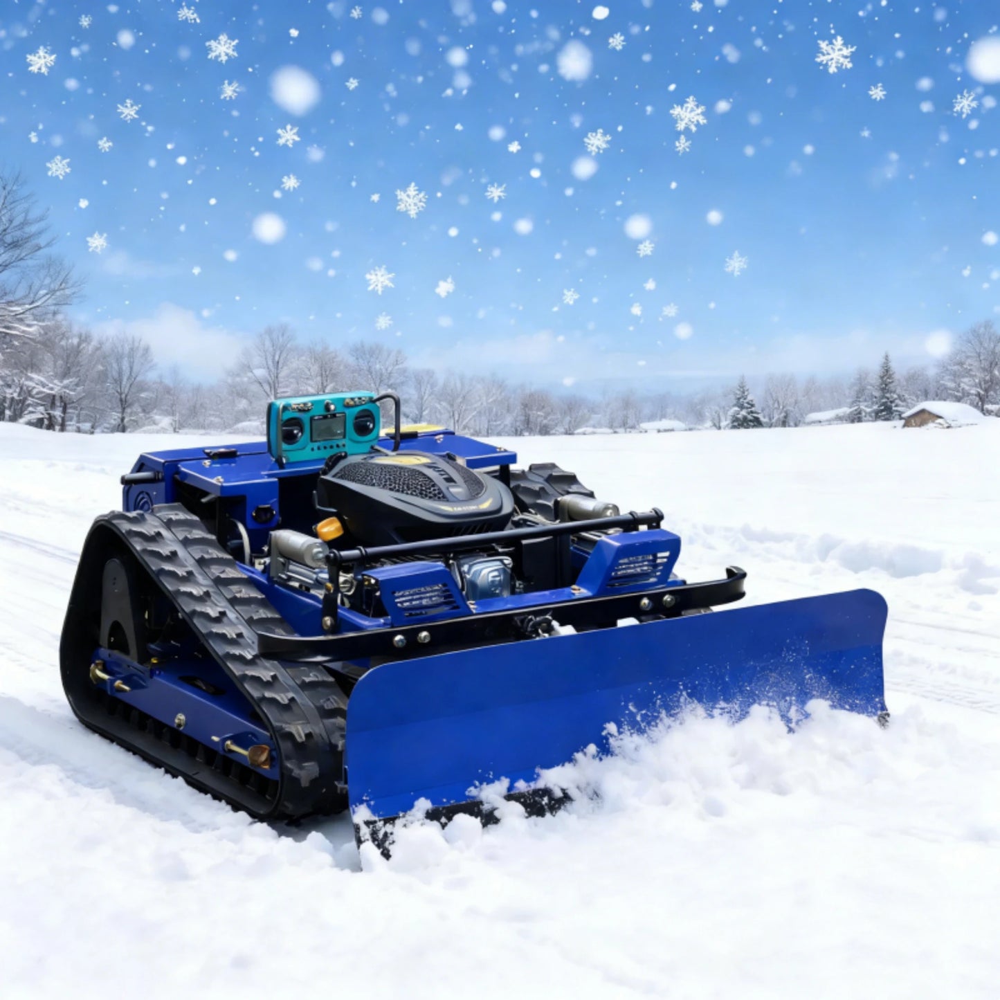 Remote Control Self Propelled Lawn Mower With Snow Shovel Rechargeable