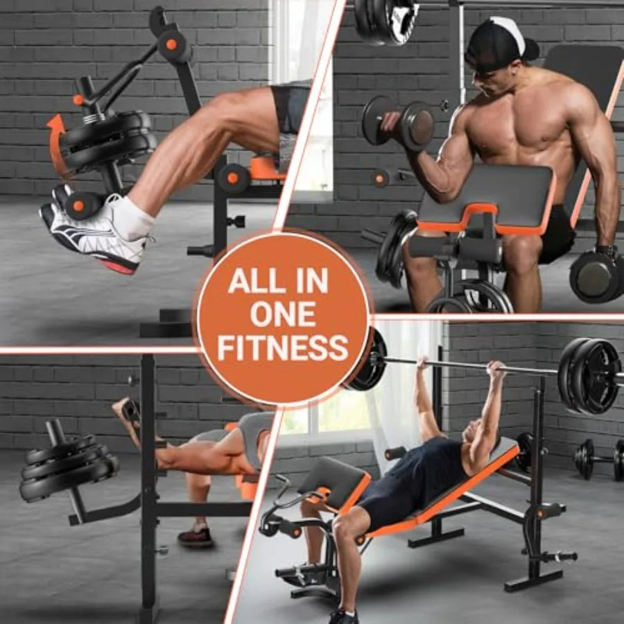 Adjustable Weight Bench With Squat Rack For Home Gym Preacher Curl Pad