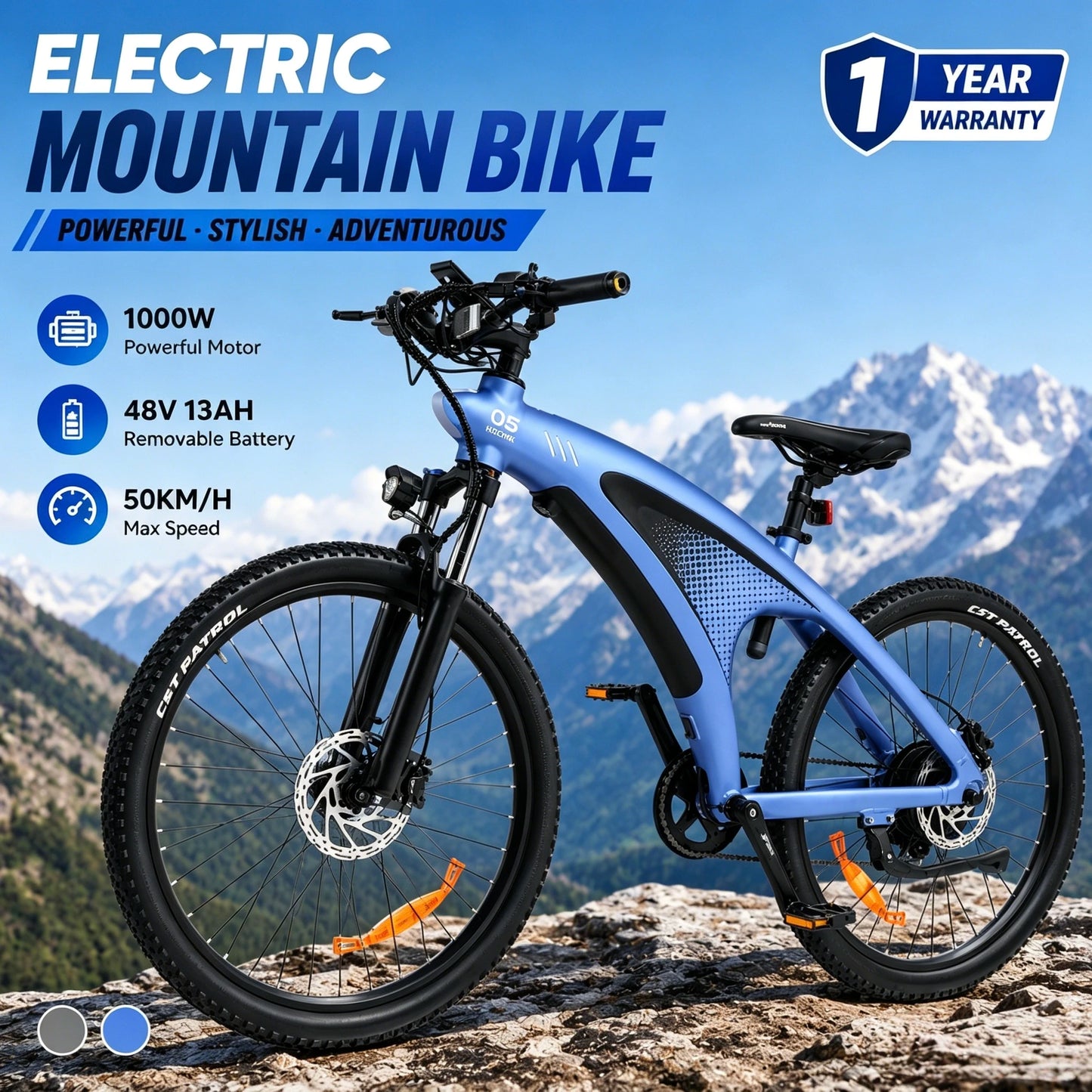 HUANCI Q5 Electric Bike For Adults 1000W 48V 13Ah Lightweight